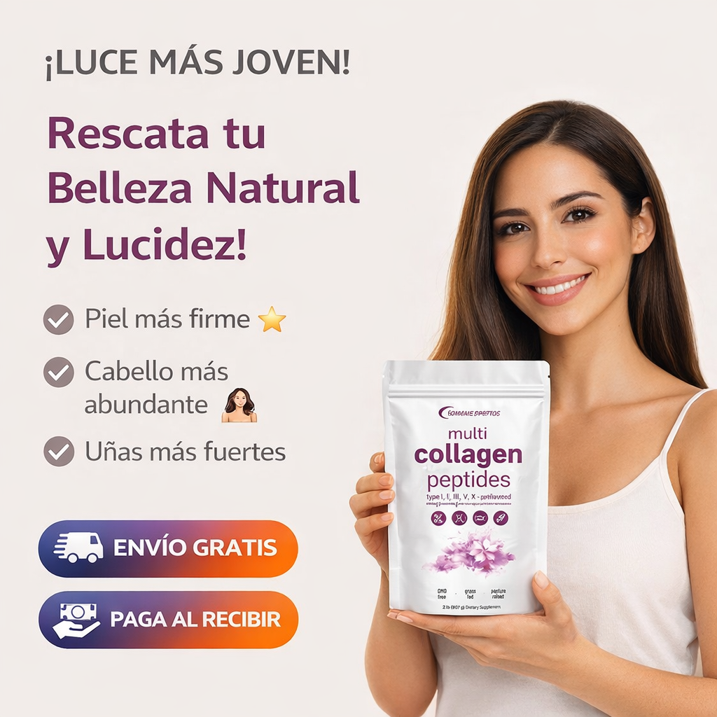 Piel, cabello y uñas más fuertes, Con biotina, vitamina C y ácido hialurónico.