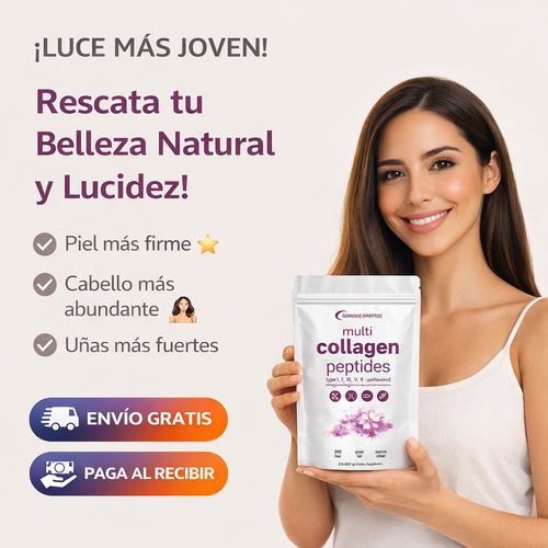 Piel, cabello y uñas más fuertes, Con biotina, vitamina C y ácido hialurónico.